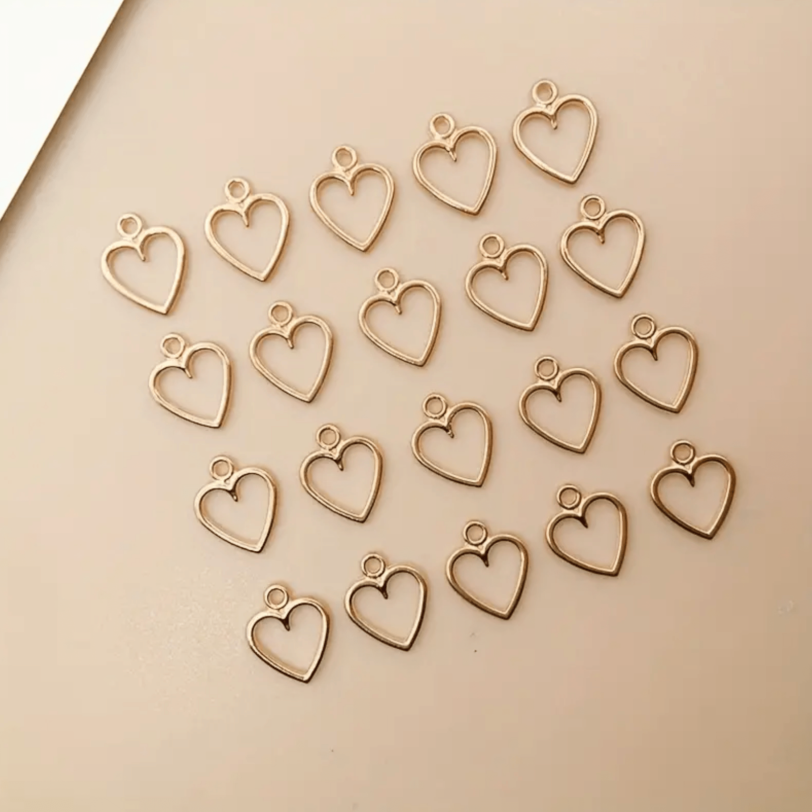 14mm Gold Heart Shaped Charm. Connector Earrings Basics (Sold in Pair) Earring Findings