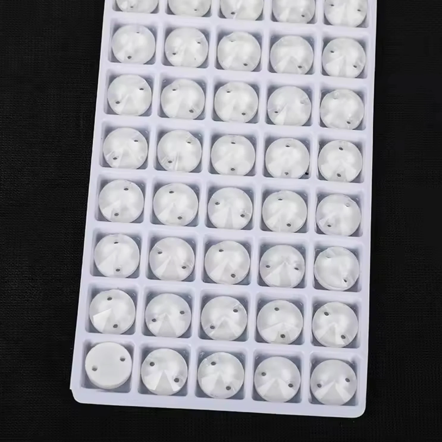 14mm White Jelly Finish, Sew on, Foil Back,  Rivoli Glass Gem (Sold in Pair) Glass Gems