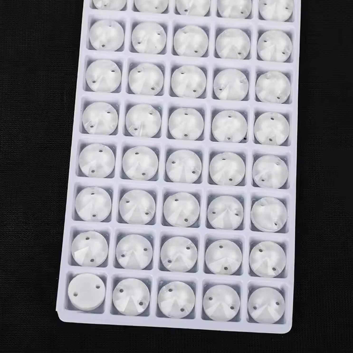 14mm White Jelly Finish, Sew on, Foil Back,  Rivoli Glass Gem (Sold in Pair) Glass Gems