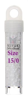 15/0 Delica Beads- White Pearl Opaque AB (0202v) 15/0 Delica Beads