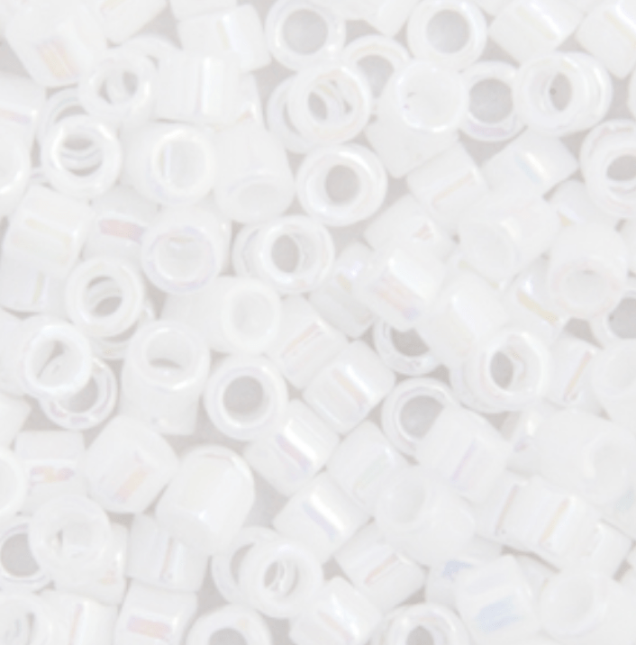 15/0 Delica Beads- White Pearl Opaque AB (0202v) 15/0 Delica Beads