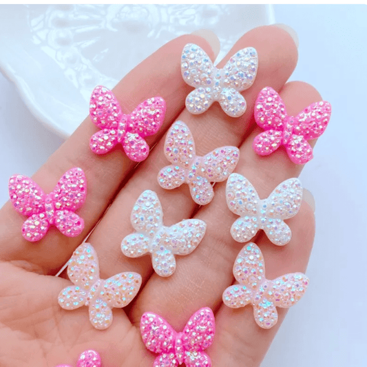 15*16mm Mixed Butterfly Shaped, Glue on, Resin Gem (Sold in Pair) Resin Gems