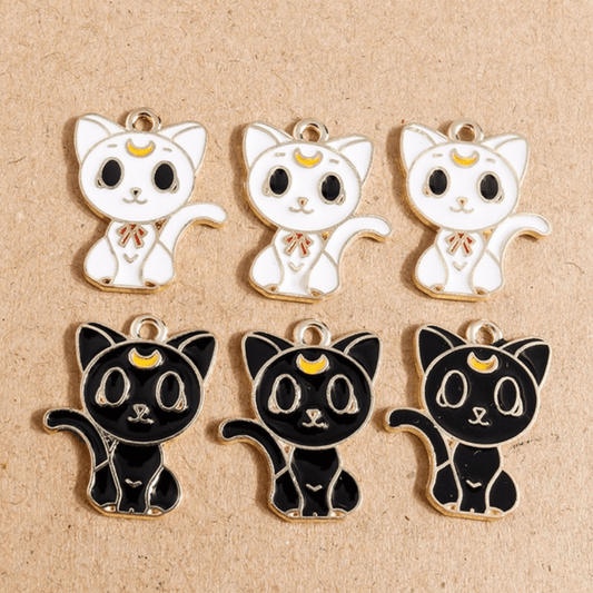 15*22mm Sailor Moon Cat Kitty Charms, one hole top,  Earring Findings (Sold in pair) Earring Findings
