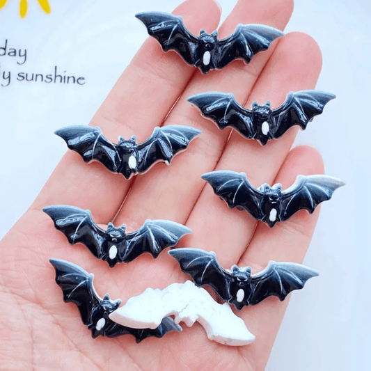15*25mm Black Bat Halloween Gothic Odd Shape, Glue on, Resin Gems (Sold in pair) Resin Gems