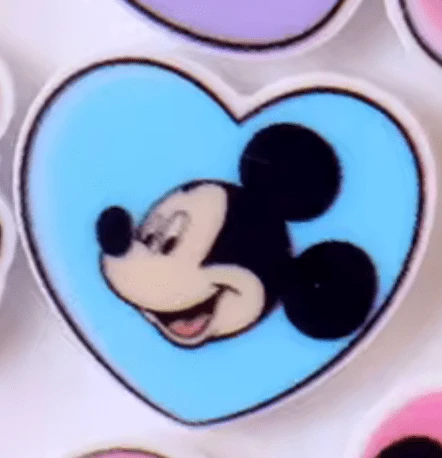 Blue Mickey 15mm Disn*y Mickey/ Minnie Heart Gems, Glue on, Resin Gem (Sold In Pair) Resin Gems