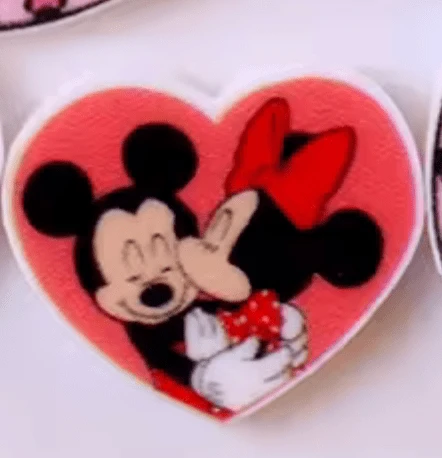 Love Mickey Minnie 15mm Disn*y Mickey/ Minnie Heart Gems, Glue on, Resin Gem (Sold In Pair) Resin Gems