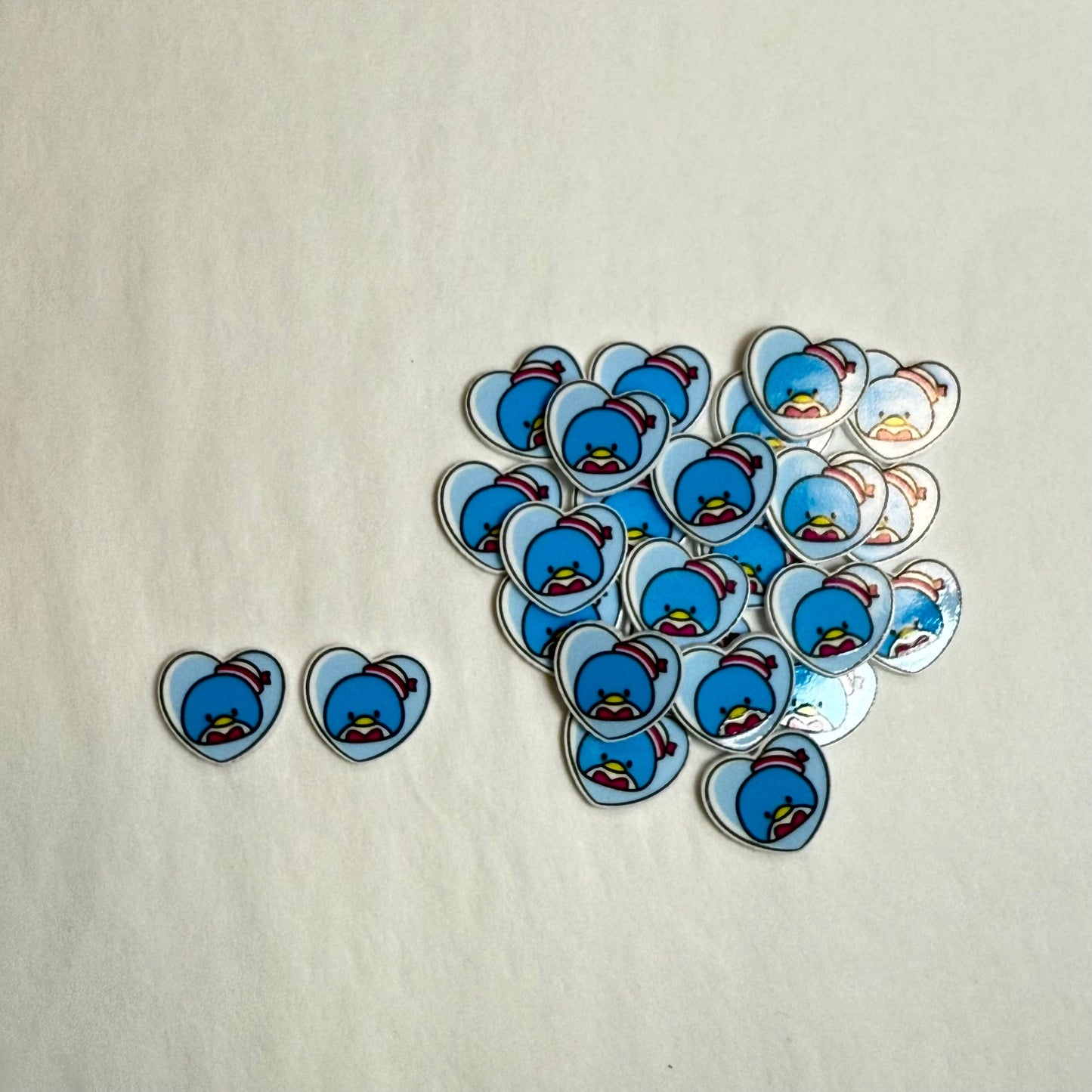 Tuxedo Sam Heart Shaped 15mm Hello Kitty Gems Glue on, Resin Gem (Sold In Pair)