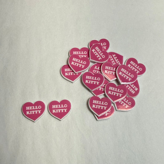 15mm, Helloo Kitty Pink Heart Shaped, Hello Kitty Gems Glue on, Resin Gem, (Sold In Pair)