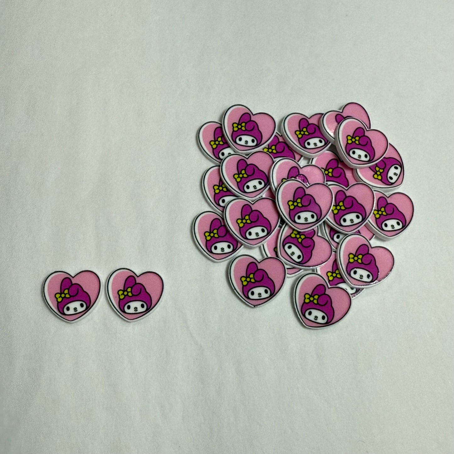 Melody Heart Shaped 15mm Hello Kitty Gems Glue on, Resin Gem (Sold In Pair)