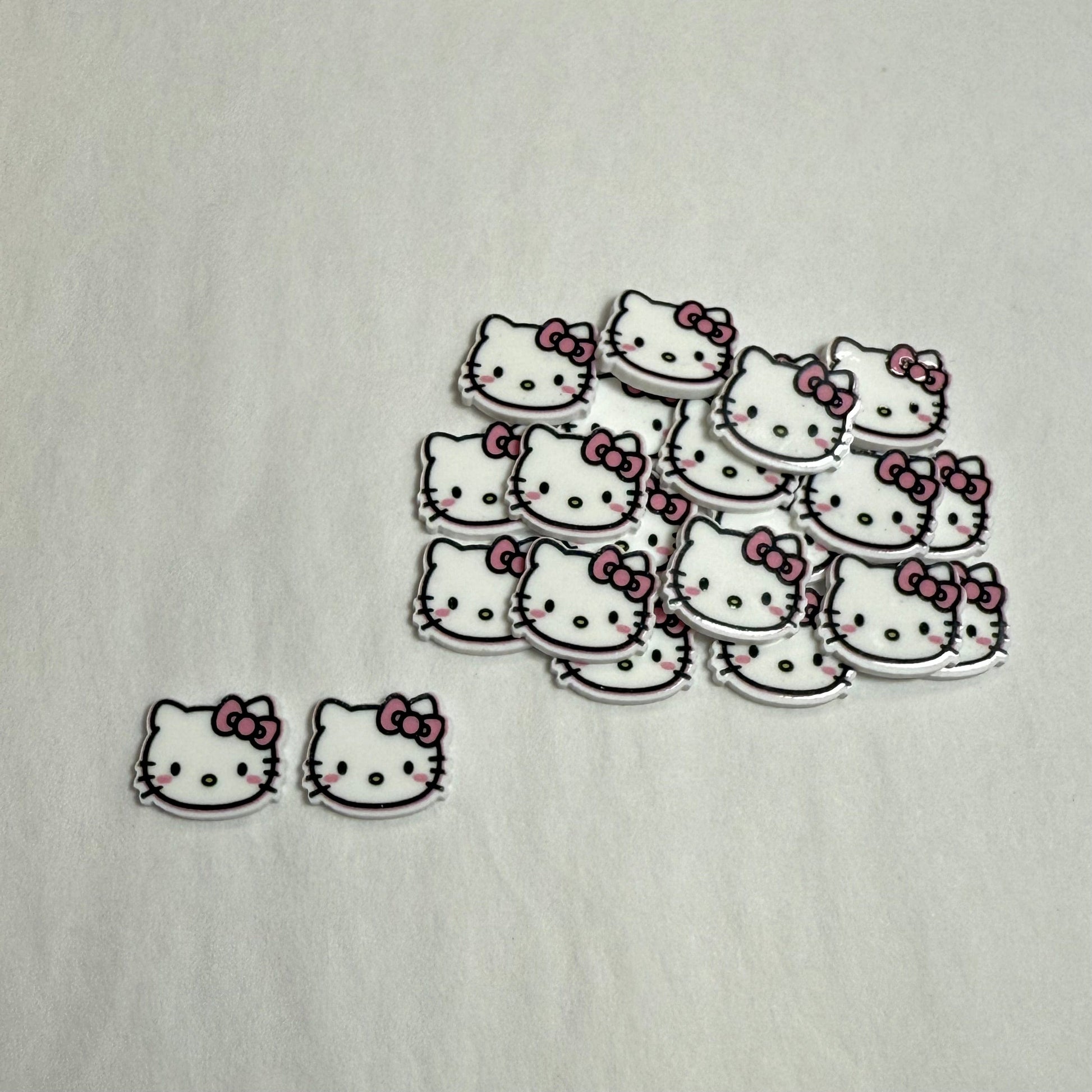 15mm, Pink Bow Kitty Shaped, Hello Kitty Gems Glue on, Resin Gem, (Sold In Pair)