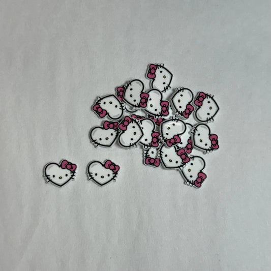 15mm, Kitty All Face Heart Shaped, Hello Kitty Gems Glue on, Resin Gem, (Sold In Pair)