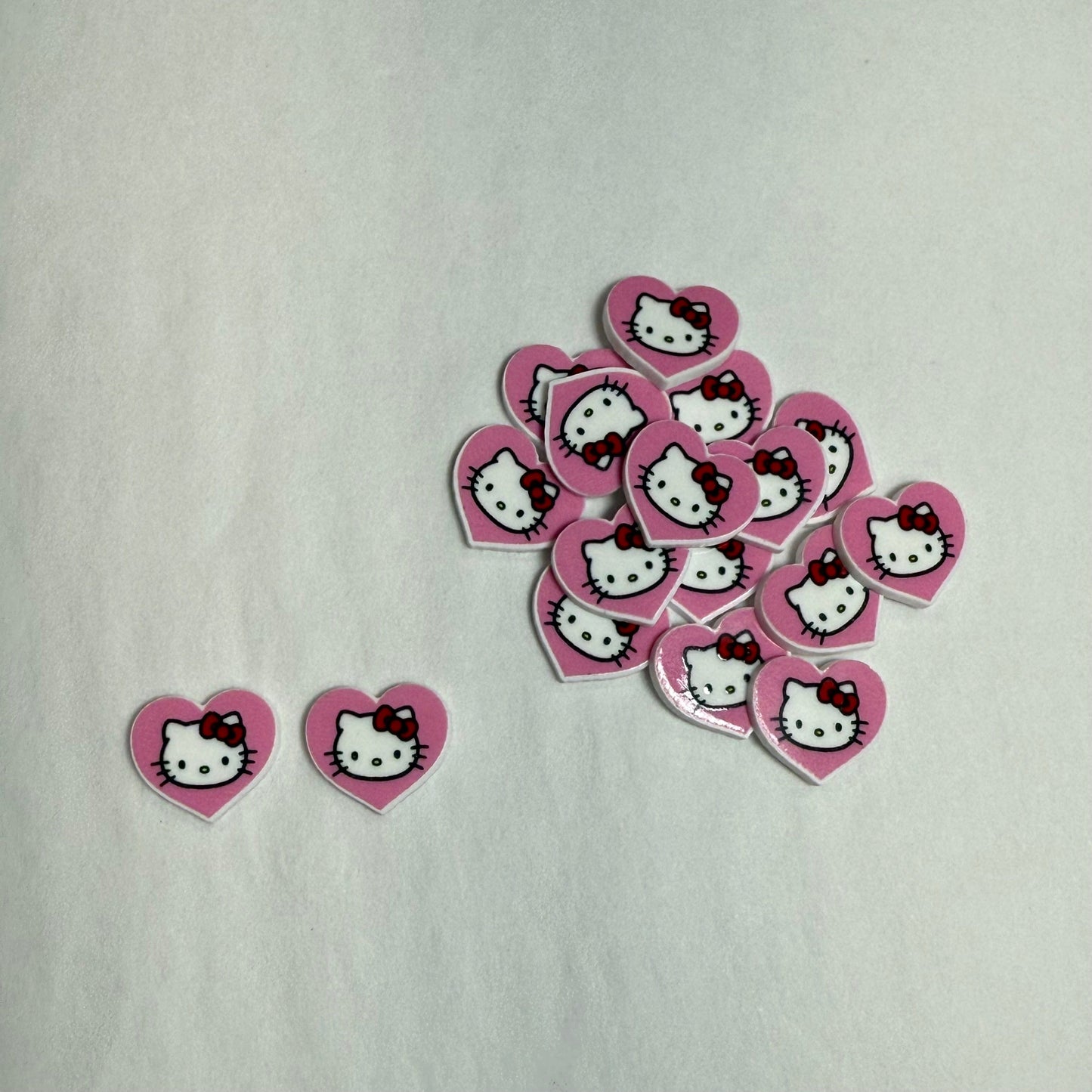 Kitty red bow Heart Shaped 15mm Hello Kitty Gems Glue on, Resin Gem (Sold In Pair)