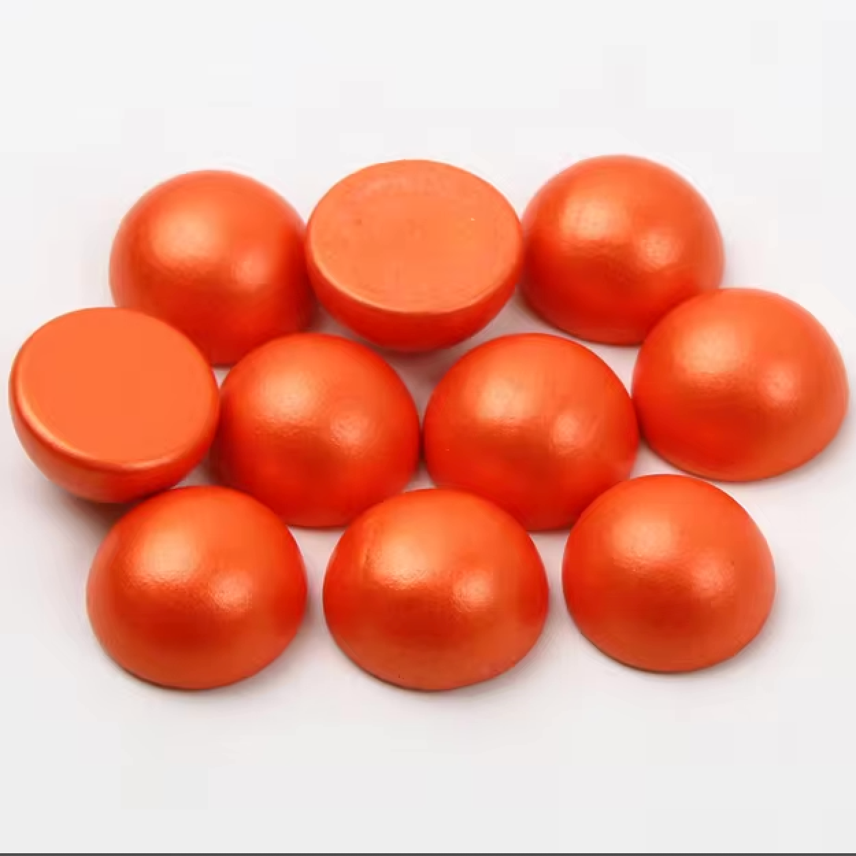 Orange Pearl Round 15mm Pearlized Dome Round Gem, Wooden Resin Beads (Sold per Pair) Resin Gems