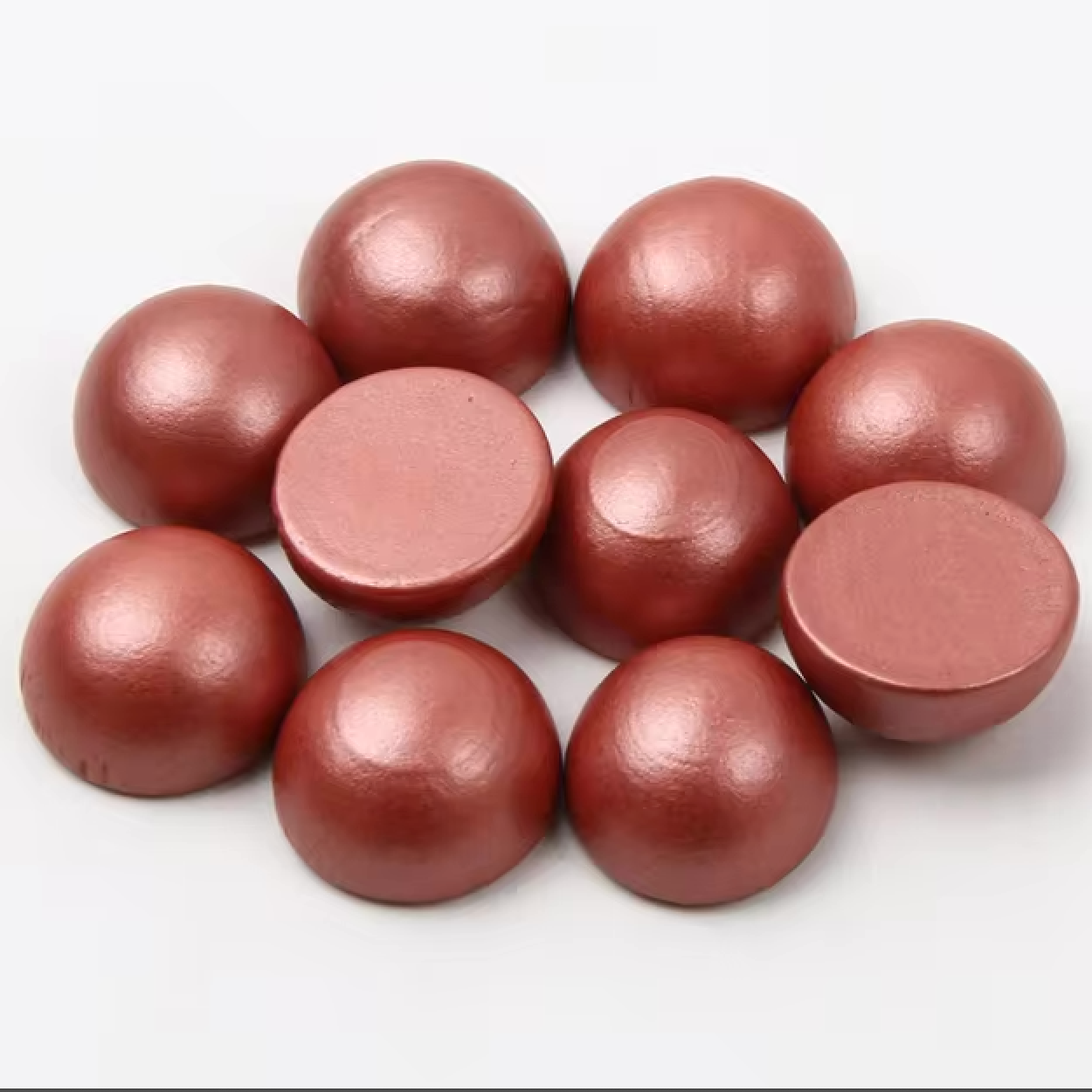 Dusty Rose Pearl Round 15mm Pearlized Dome Round Gem, Wooden Resin Beads (Sold per Pair) Resin Gems