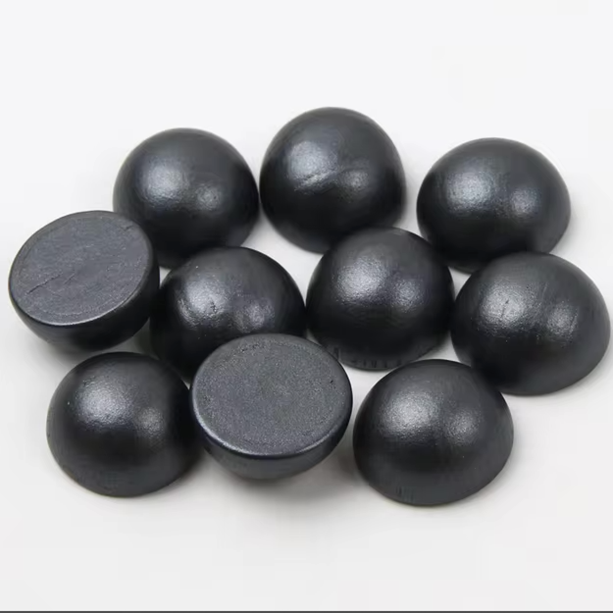 Jet Metallic Pearl Round 15mm Pearlized Dome Round Gem, Wooden Resin Beads (Sold per Pair) Resin Gems