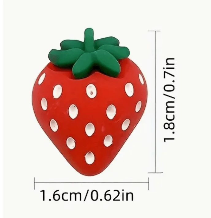 16*18mm Clay Strawberry with Dark Green Stem Shaped Charms, Glue on, Resin Gem (Sold in Pair) Resin Gems