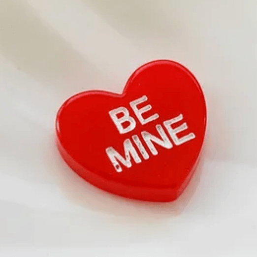 Be Mine White Glossy 16*19mm Valentines "LOVE" "Be Mine" Red or White Hearts, Glue on, Resin Gems (Sold in Pair) Resin Gems