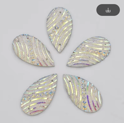 16*30mm Stripes and Dots AB Teardrop, Sew On, Resin Gem Resin Gems