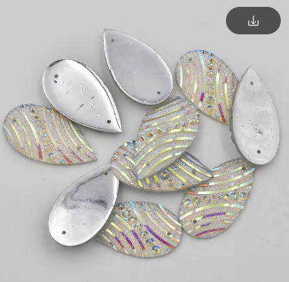 16*30mm Stripes and Dots AB Teardrop, Sew On, Resin Gem Resin Gems