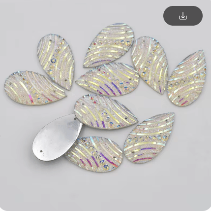 16*30mm Stripes and Dots AB Teardrop, Sew On, Resin Gem Resin Gems