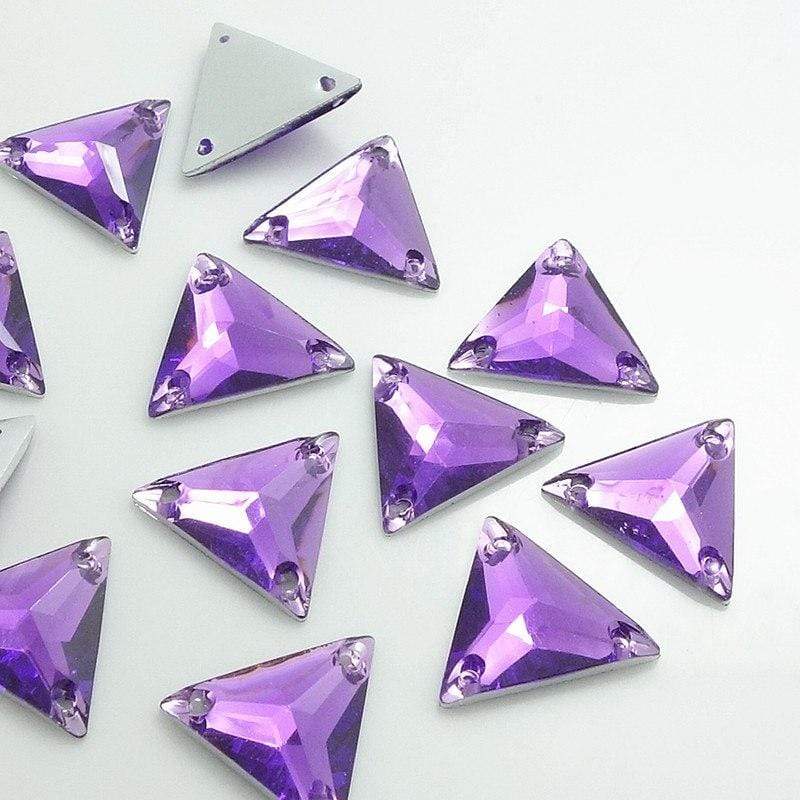 16mm Purple Acrylic Triangle Sew on Resin Gems