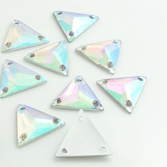 16mm AB Acrylic Triangle Sew on Resin Gems