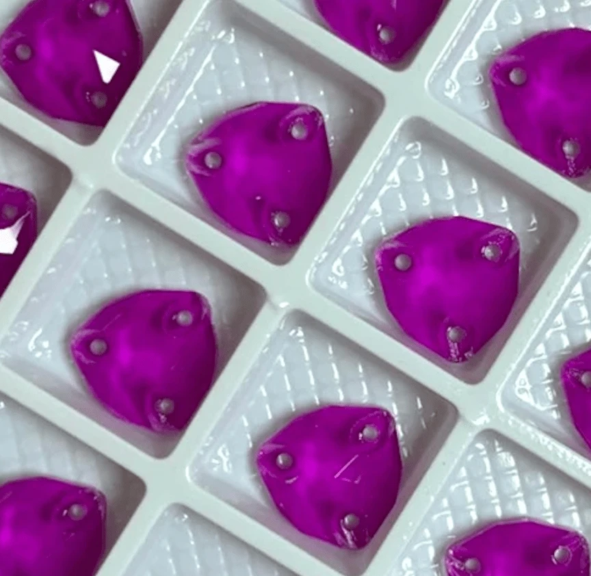 16mm Purple Neon Jelly Fat Triangle Trillion, Sew on, Fancy Glass Gems (Sold in Pair) Fancy Glass Gems