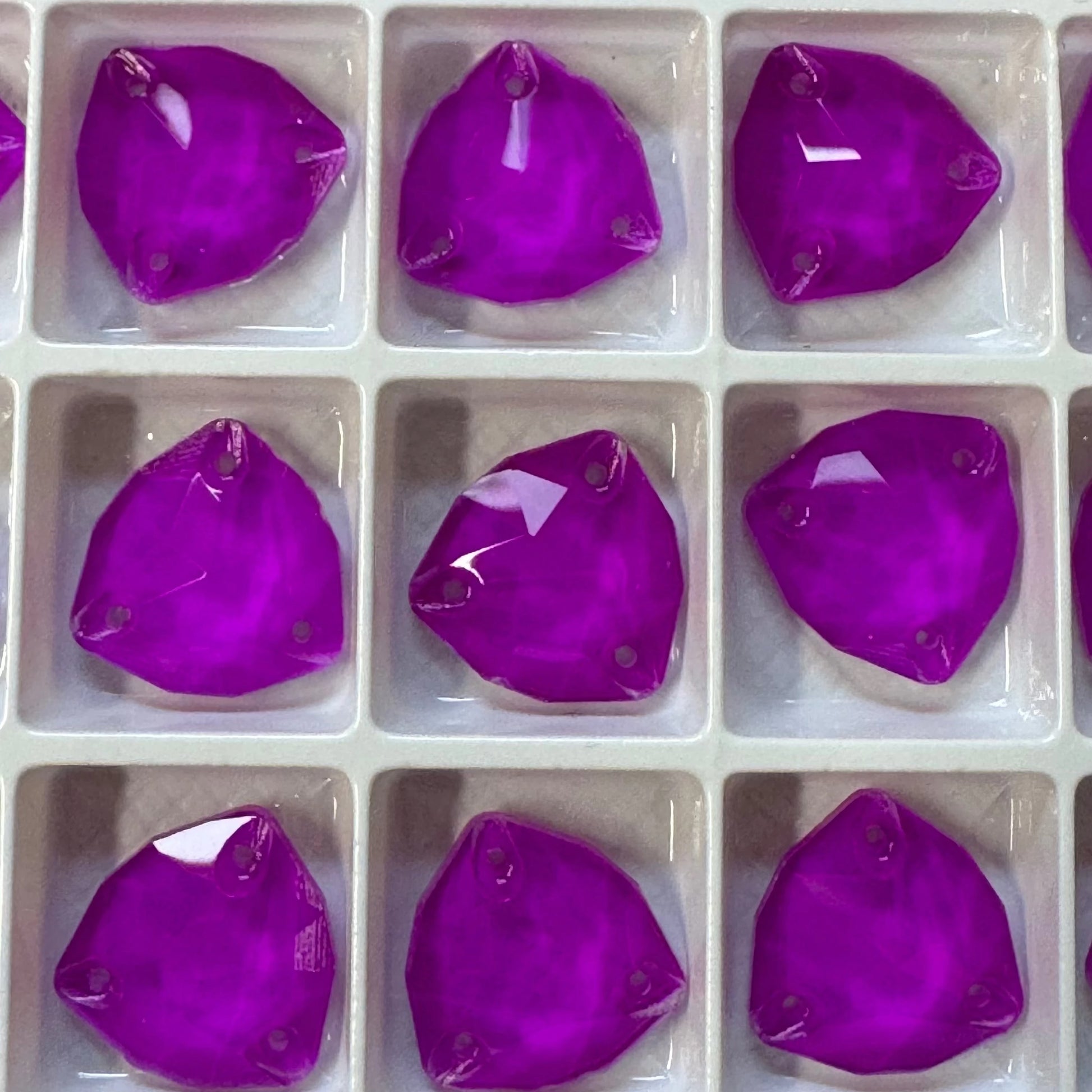 16mm Purple Neon Jelly Fat Triangle Trillion, Sew on, Fancy Glass Gems (Sold in Pair) Fancy Glass Gems