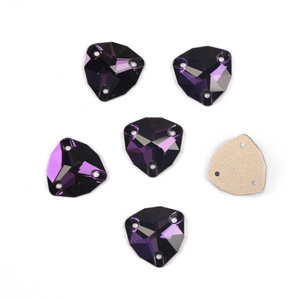16mm Purple Velvet Fat Triangle Trillion, Sew on, Fancy Glass Gem (Sol ...