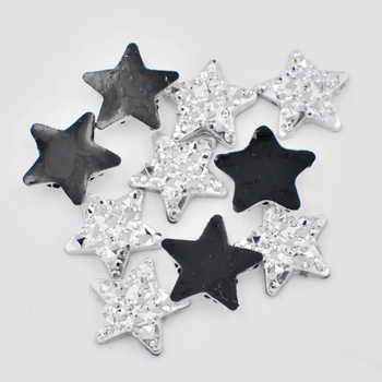 16mm Silver Starfish Star, Glue on, Resin Gem (Sold in Pair) Resin Gems