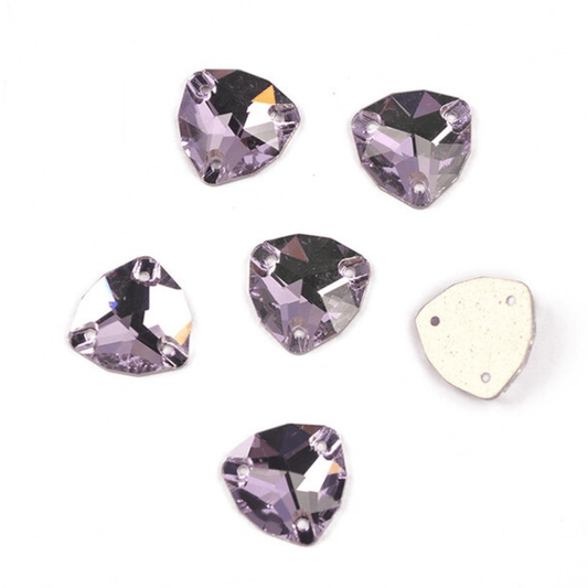 16mm Violet Light Purple Fat Triangle Trillion, Sew on, Fancy Glass Gem (Sold in Pair) Fancy Glass Gems