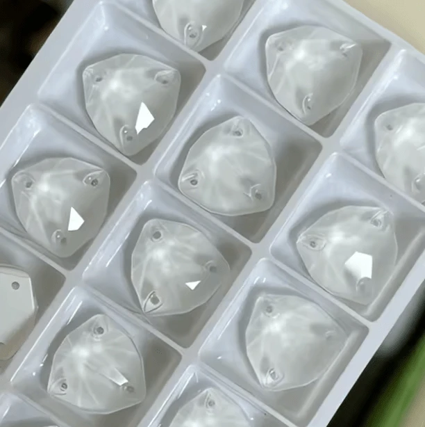 16mm White Mocha Jelly Trillion, Sew on, Fancy Glass Gems (Sold in Pair) Fancy Glass Gems