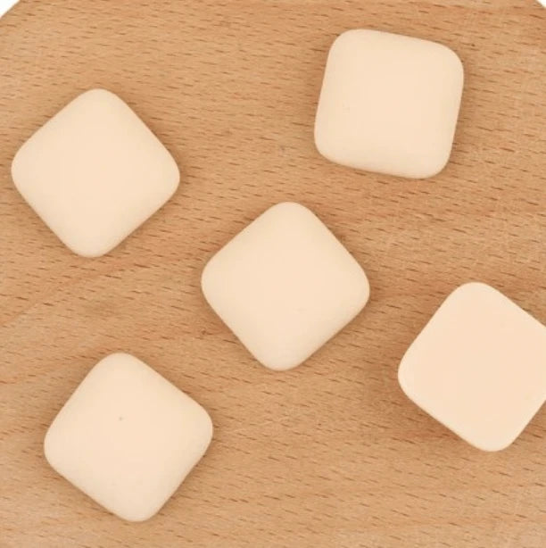 17*17mm Cream Ivory Matte Acrylic Rounded Square Shaped Glue on Resin Gem (Sold in Pair) Resin Gems