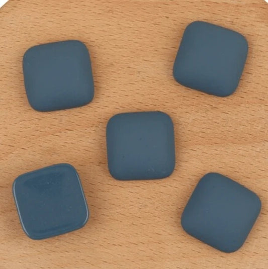 17*17mm Blue Matte Acrylic Rounded Square Shaped Glue on Resin Gem (Sold in Pair) Resin Gems
