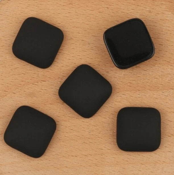 17*17mm Black Matte Acrylic Rounded Square Shaped Glue on Resin Gem (Sold in Pair) Resin Gems