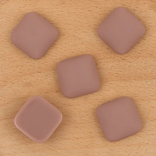 17*17mm Mauve Matte Acrylic Rounded Square Shaped Glue on Resin Gem (Sold in Pair) Resin Gems