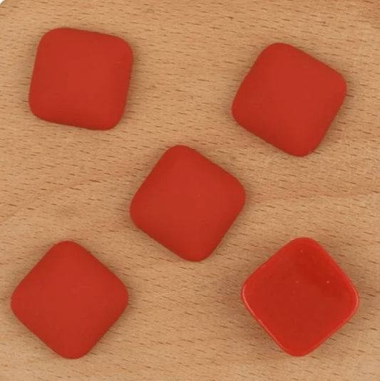 17*17mm Rust-Red Terra Cotta Matte Acrylic Rounded Square Shaped Glue on Resin Gem (Sold in Pair) Resin Gems