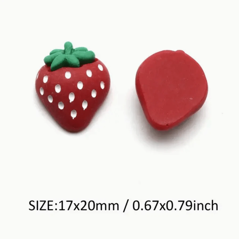 17*20mm Red Juicy Strawberry Shaped 3D Resin Strawberry Charms, Glue on, Resin Gem (Sold in Pair) Resin Gems