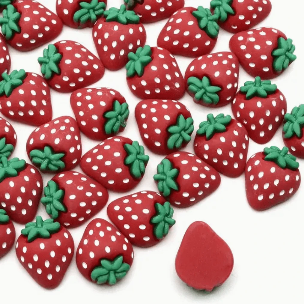 17*20mm Red Juicy Strawberry Shaped 3D Resin Strawberry Charms, Glue on, Resin Gem (Sold in Pair) Resin Gems