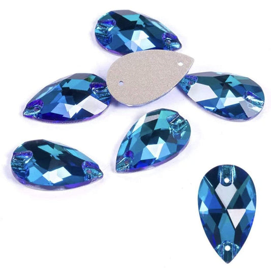 17*28mm Blue Flame *hits of purple* Multi-reflective, Teardrops Fancy Glass Gems (Sold in Pair) Fancy Glass Gems