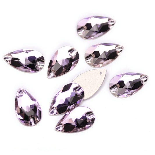 17*28mm Light Violet Purple Teardrop, Sew on, Fancy Glass Gem (Sold in Pair) Fancy Glass Gems