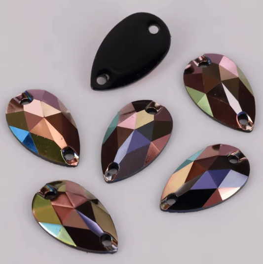 17*28mm Rose Gold Iris  AB Teardrop, Sew on, Resin Gem (Sold in Pair) Resin Gems