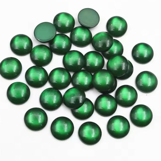 12mm Green "Cat Eye" Reflective Rivoli, Glue on, Resin Gem (Sold in Pair) Resin Gems