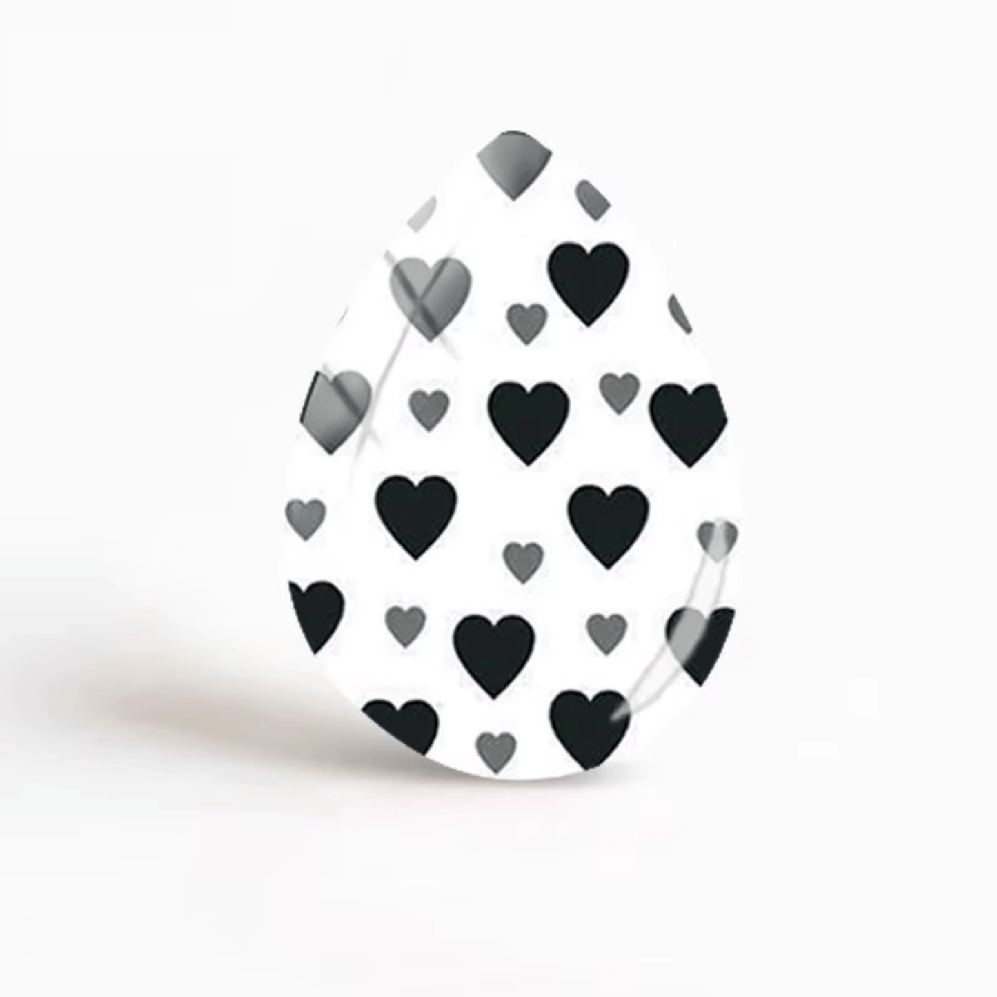 18*25mm Black White Heart Image in Acrylic Teardrop, Glue on, Resin Gem (Sold in Pair) Resin Gems