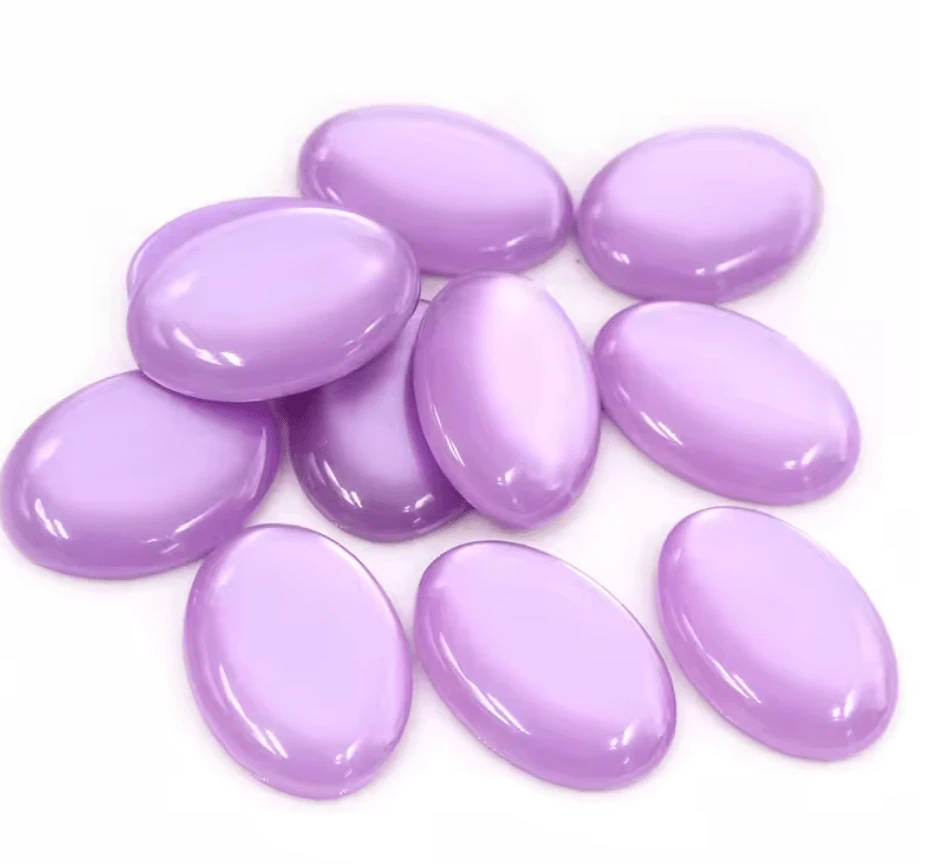 Purple 18*25mm  Cat Eye OVAL, Glue on, Resin Gem (Sold in Pair) Resin Gems