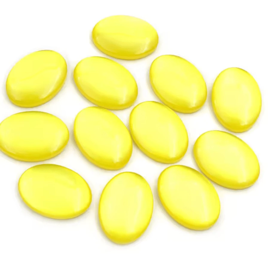 Yellow 18*25mm  Cat Eye OVAL, Glue on, Resin Gem (Sold in Pair) Resin Gems