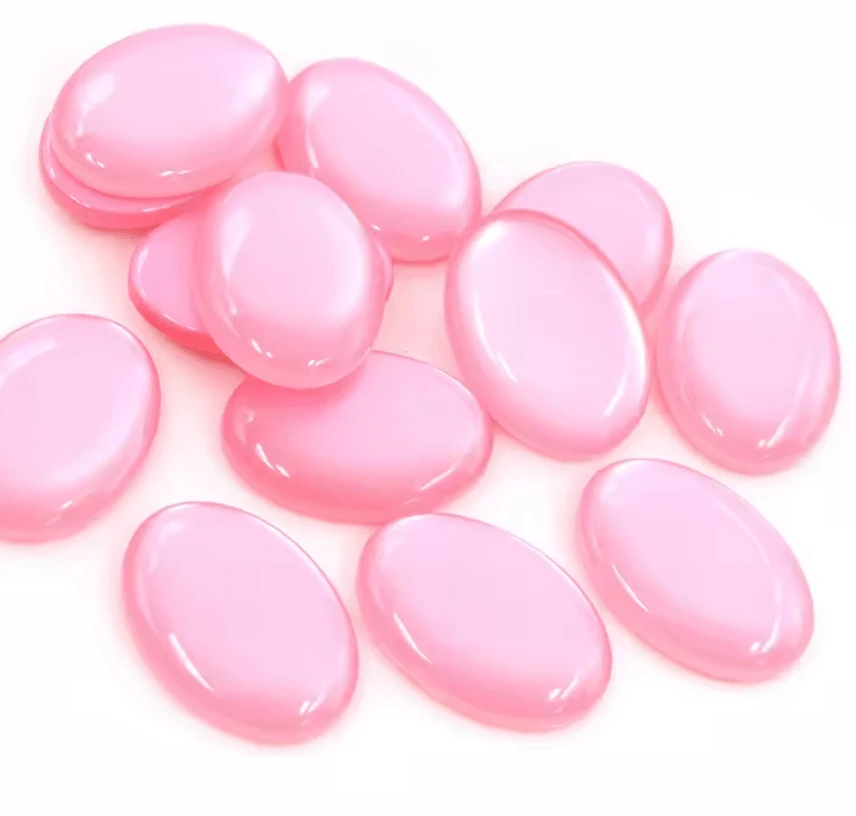 Pink 18*25mm  Cat Eye OVAL, Glue on, Resin Gem (Sold in Pair) Resin Gems