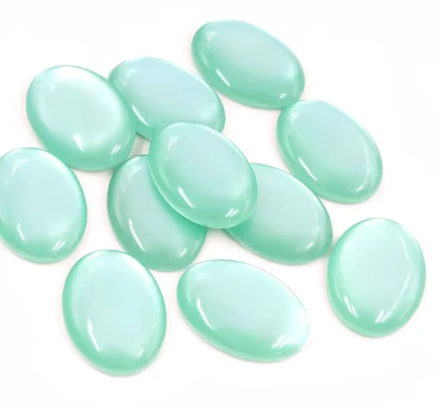 Robin Egg Blue 18*25mm  Cat Eye OVAL, Glue on, Resin Gem (Sold in Pair) Resin Gems