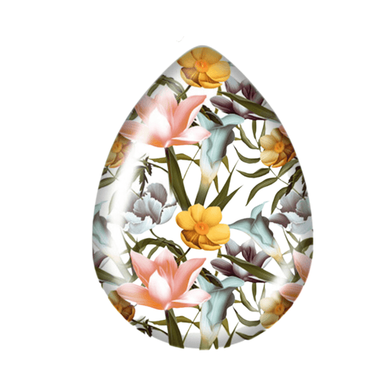 18*25mm Sage Green, Yellow & Pink Florals Image in Acrylic Teardrop, Glue on, Resin Gem (Sold in Pair) Resin Gems