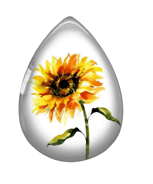 18*25mm Sunflower flower teardrop, Glue on,  Resin Gems (Sold in pair) Resin Gems